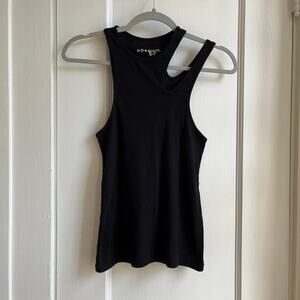 KOTO Black Cutout Ribbed Tank Top